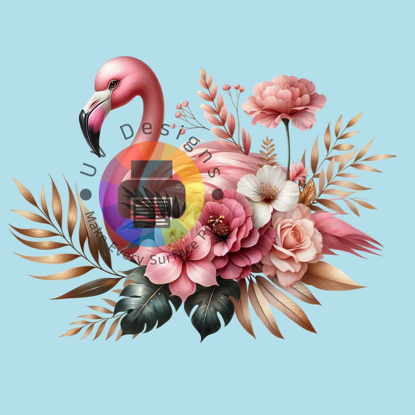 Flamingo met bloemen nr 1