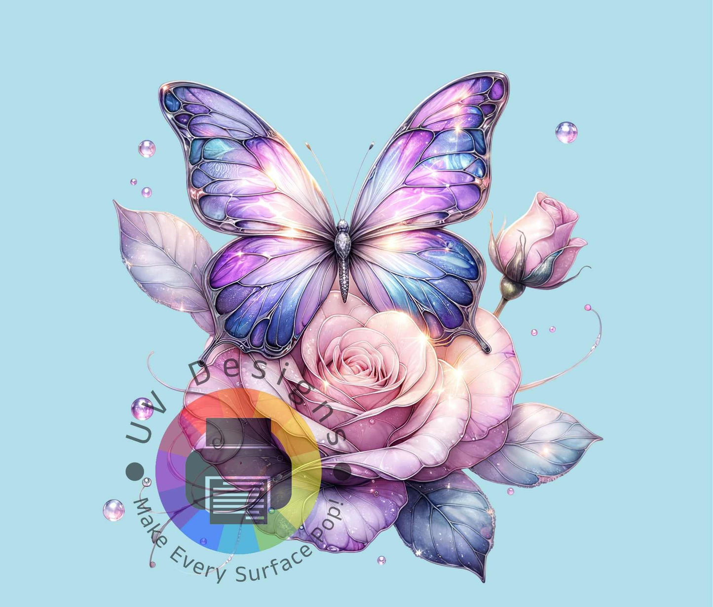 20oz Pastel Butterfly with Rose
