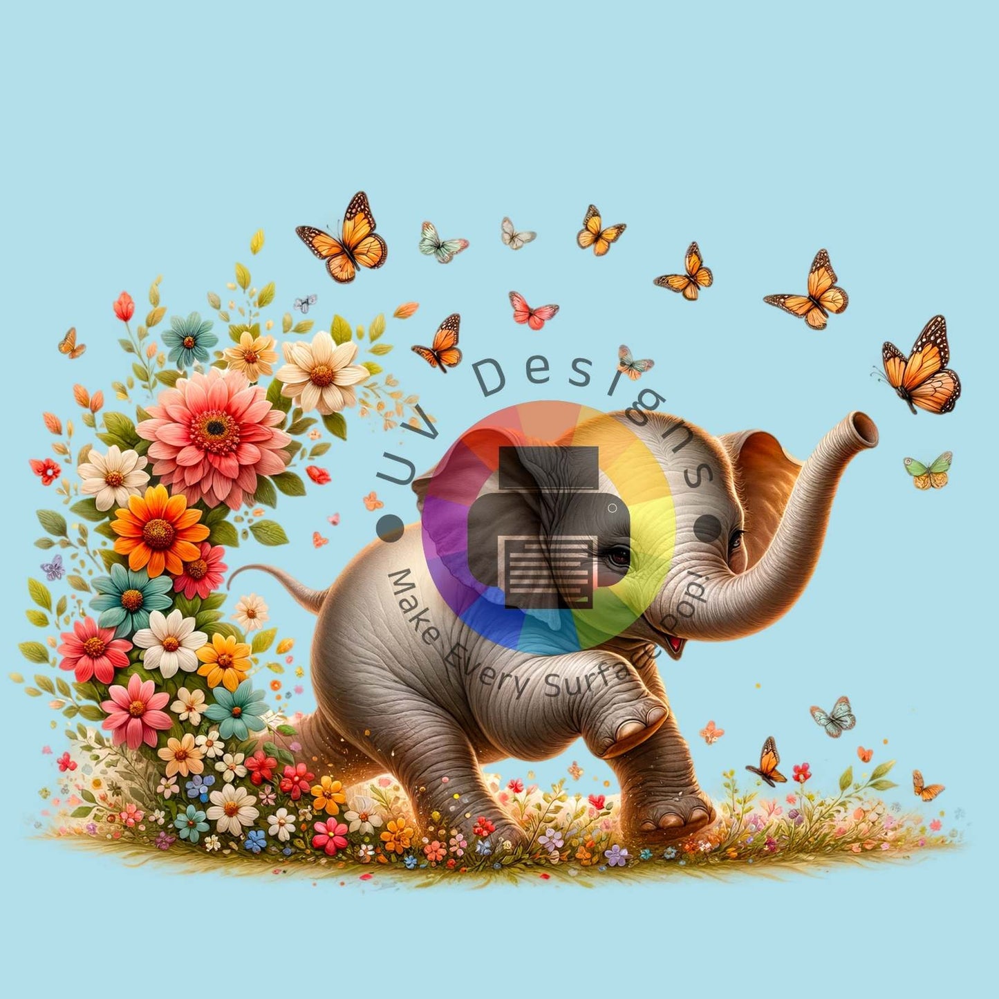 Éléphant avec des fleurs n° 7