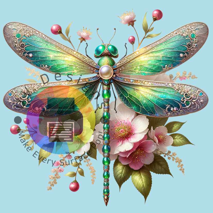 Libellule avec fleurs n° 1