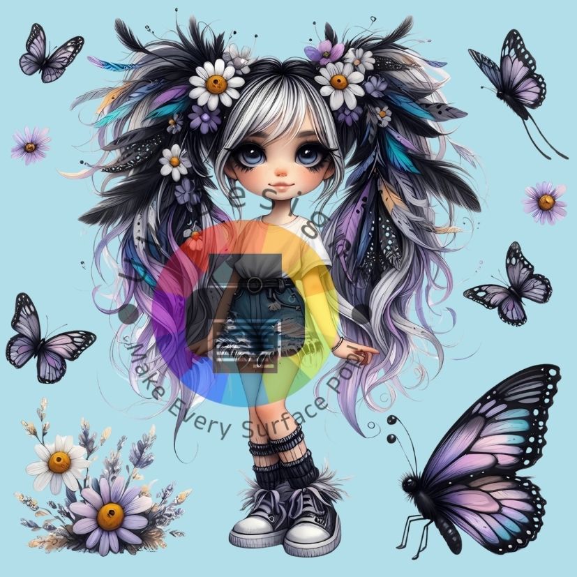 Fille papillon violet n° 3
