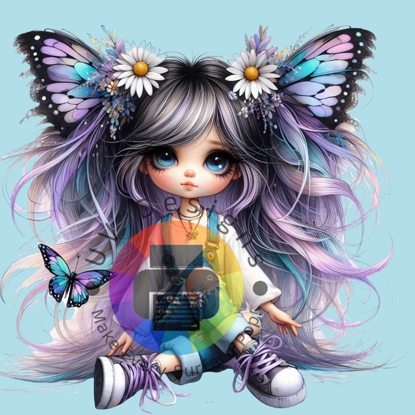Fille papillon violet n° 5