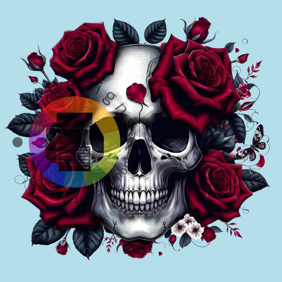 Crâne aux roses rouges n° 1