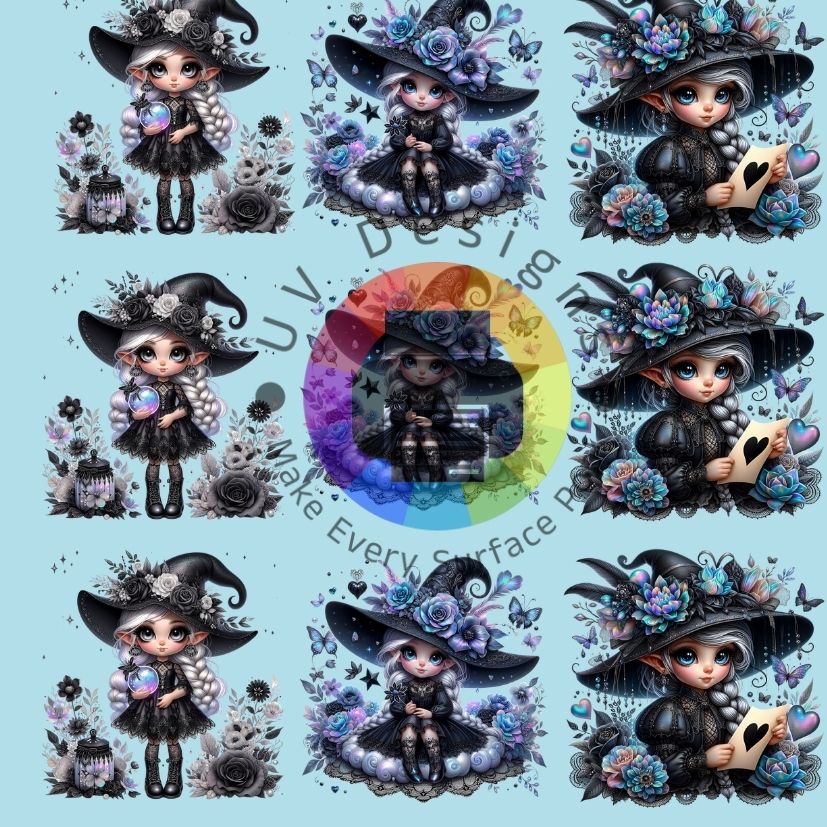 4 cm Elves in black - purple