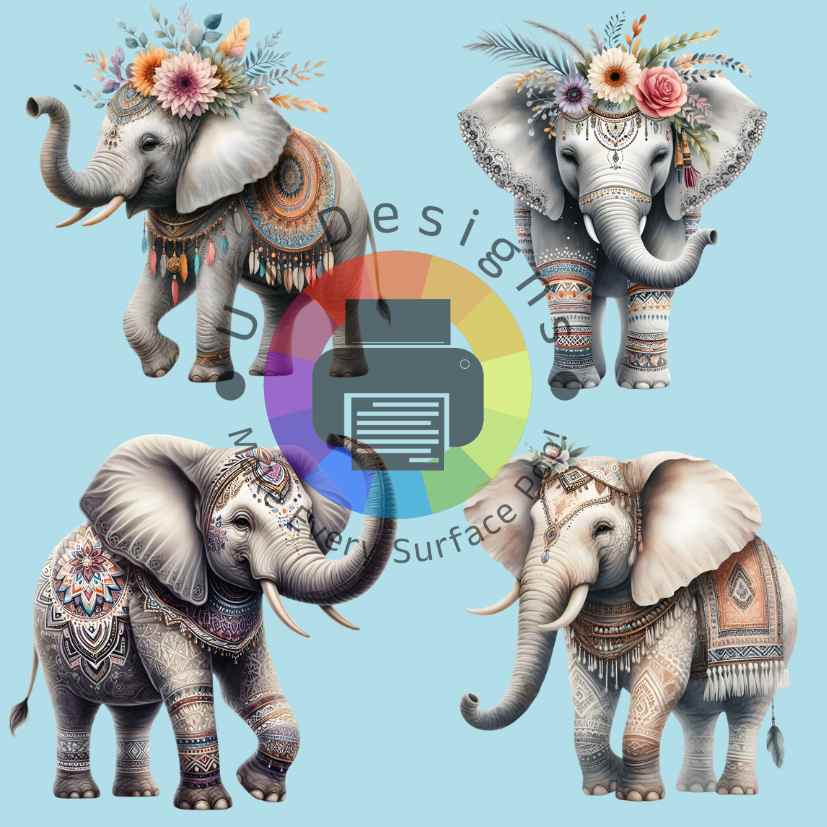 6 cm Boho Elephants
