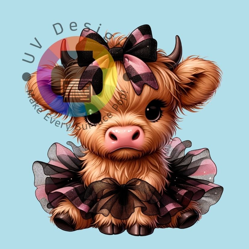 Vache écossaise dans un tutu rose et noir