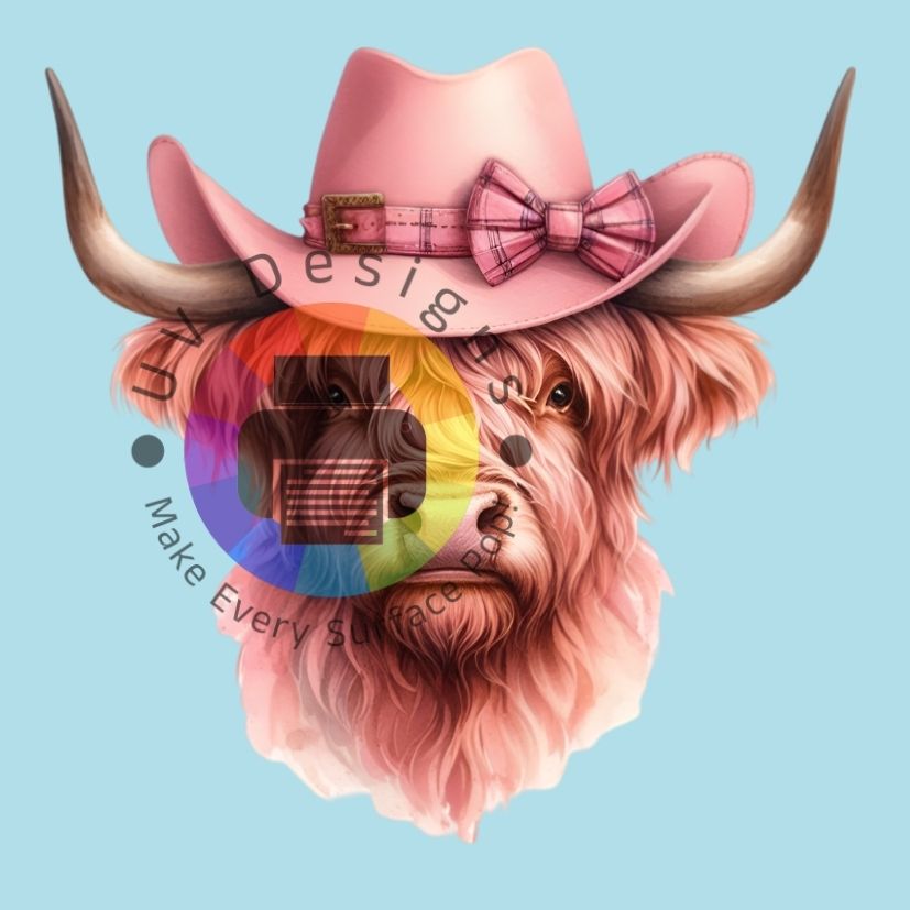 Highland Cow with Pink Hat No. 2