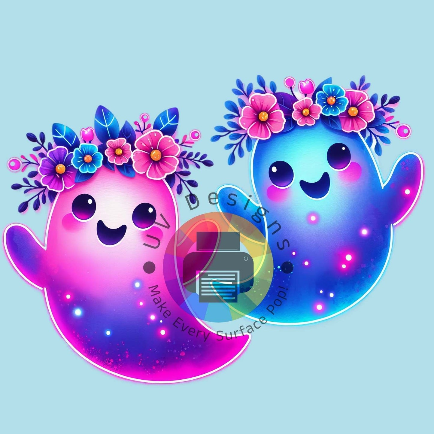 2 spookjes met bloemen nr 1