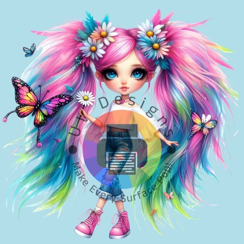fille papillon rose n° 6