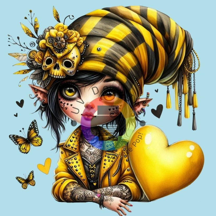 Fille gnome gothique - Jaune n°1
