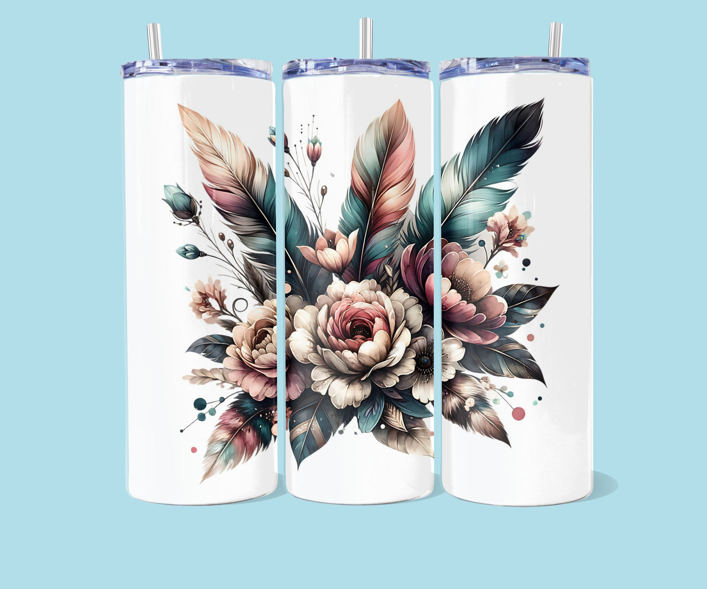 20oz Flowers and Feathers No. 1