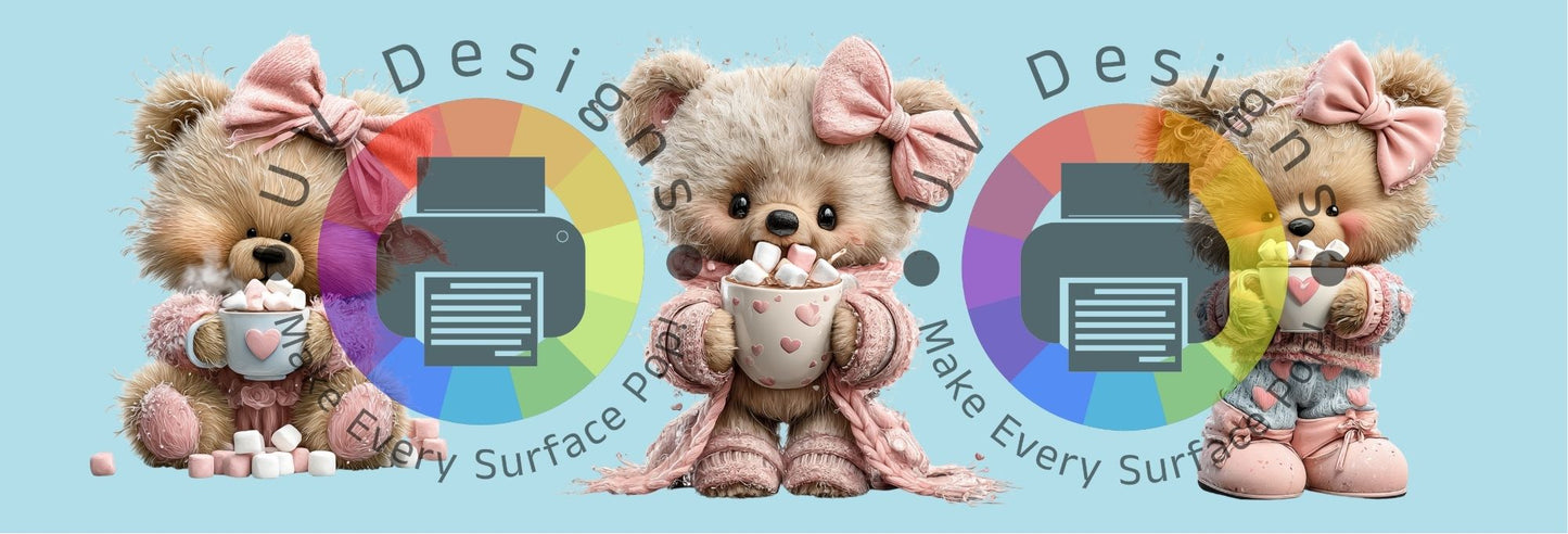Ours en peluche de 11oz avec ruban rose