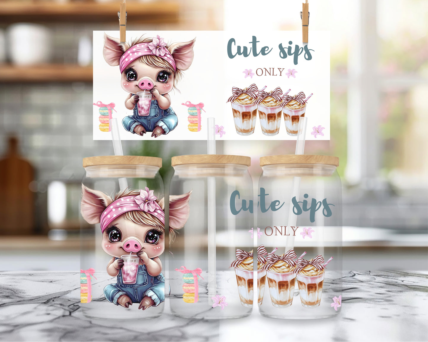 16oz Cute sips only - varkentje ENG & FR