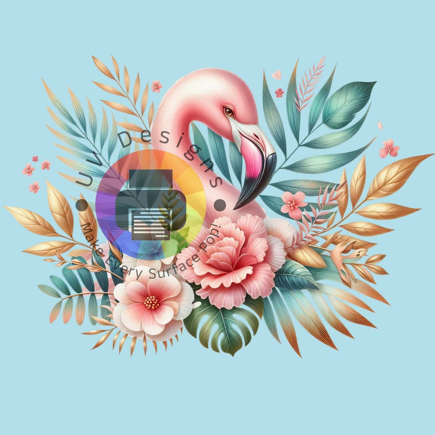 Flamingo met bloemen nr 3