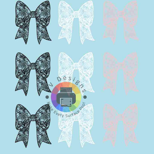 4 cm Lace bow nr 1 ( Black - White - Pink)