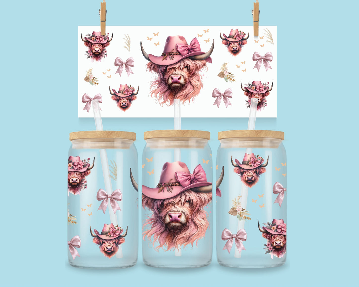 Vache rose à chapeau de 16 oz