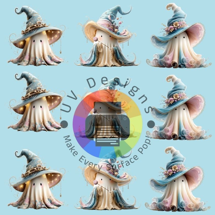 4 cm Ghosts with hats and flowers