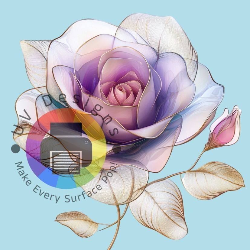 Rose blanche et violette n° 6