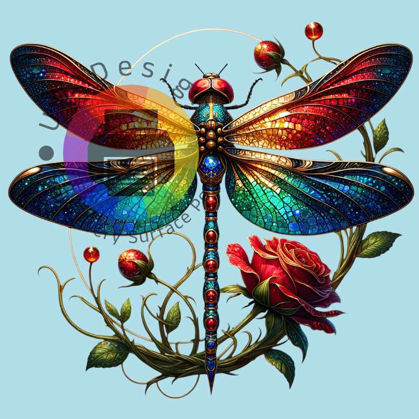 Dragonfly with flowers no 2