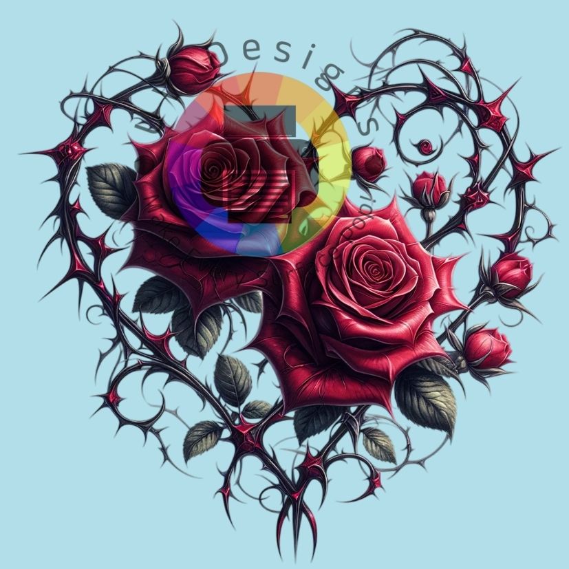 Gothic Cœur d'épines avec des roses n° 1