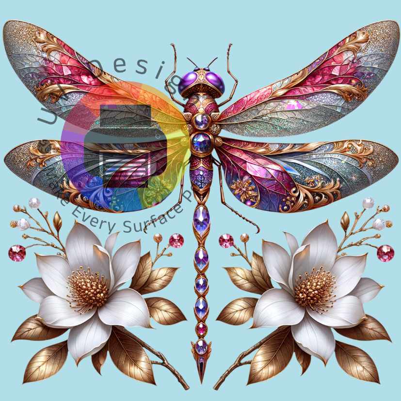 Dragonfly with flowers no 3