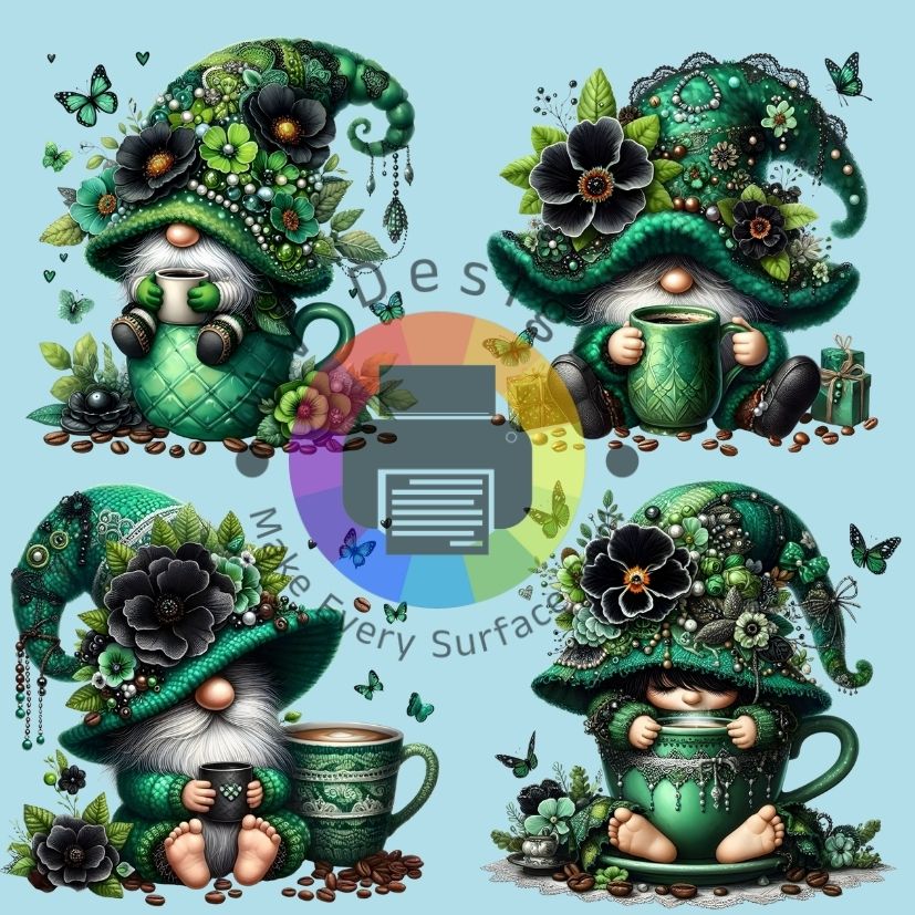 6 cm Coffee gnomes - green