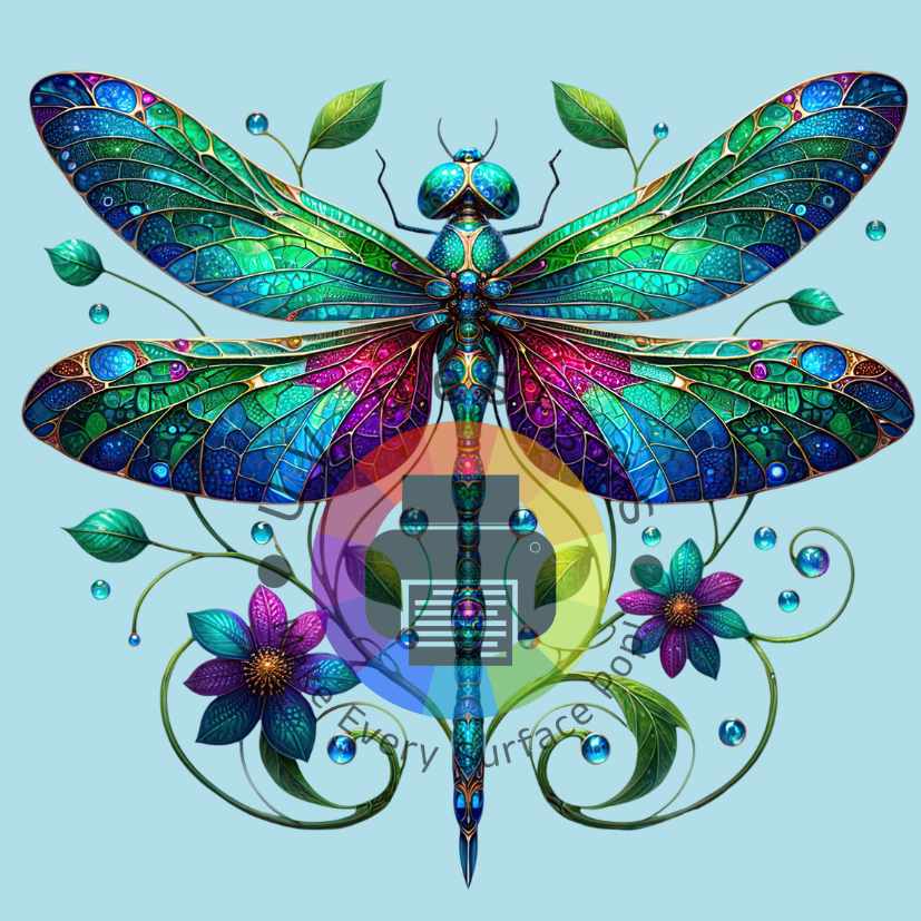 Libellule avec des fleurs n° 6