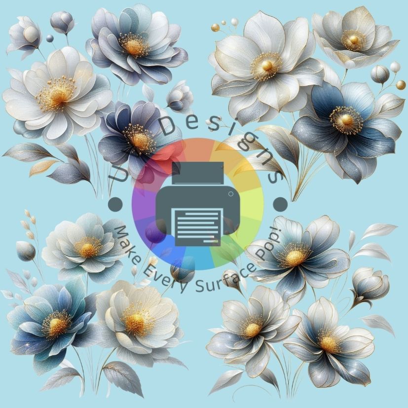 Fleurs blanches et bleues n° 5