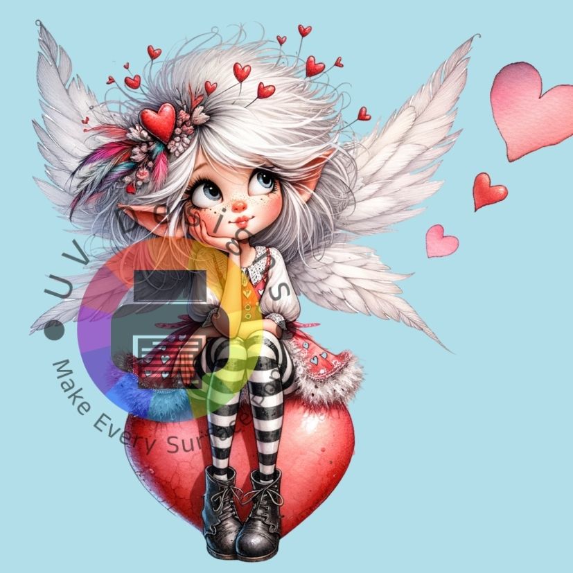Pixie on red heart no. 1