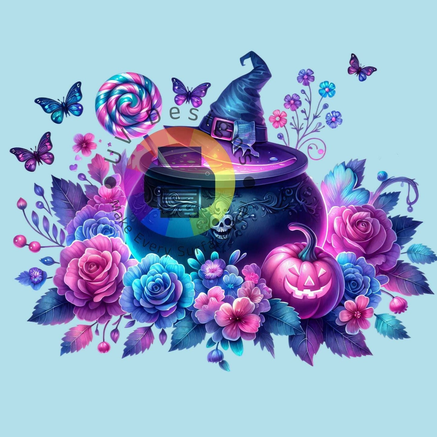 Pot de sorcière de 7 cm avec sucette et fleurs