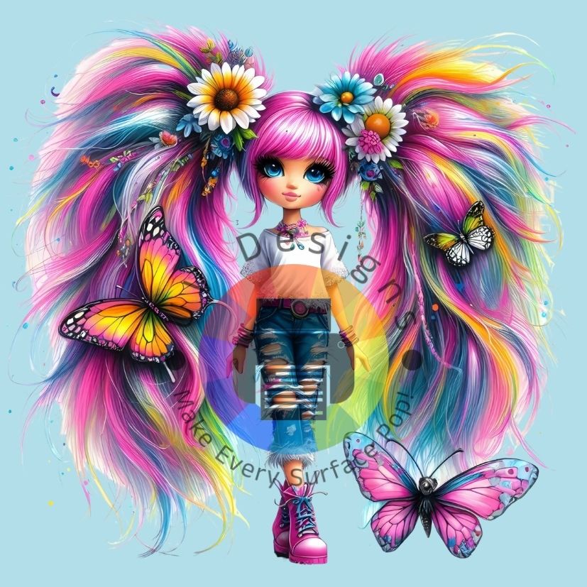 Pink butterfly girl no 5