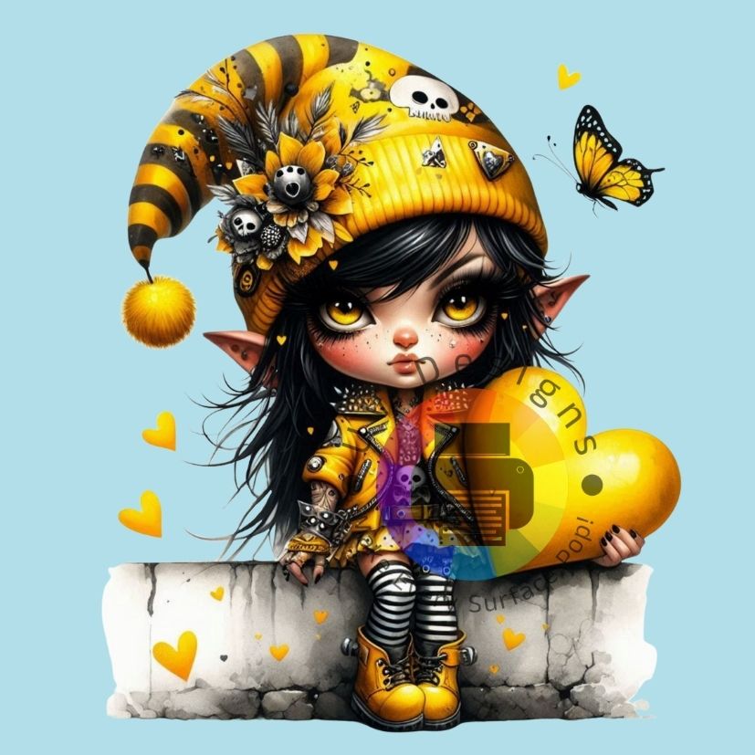 Fille gnome gothique - Jaune n° 6