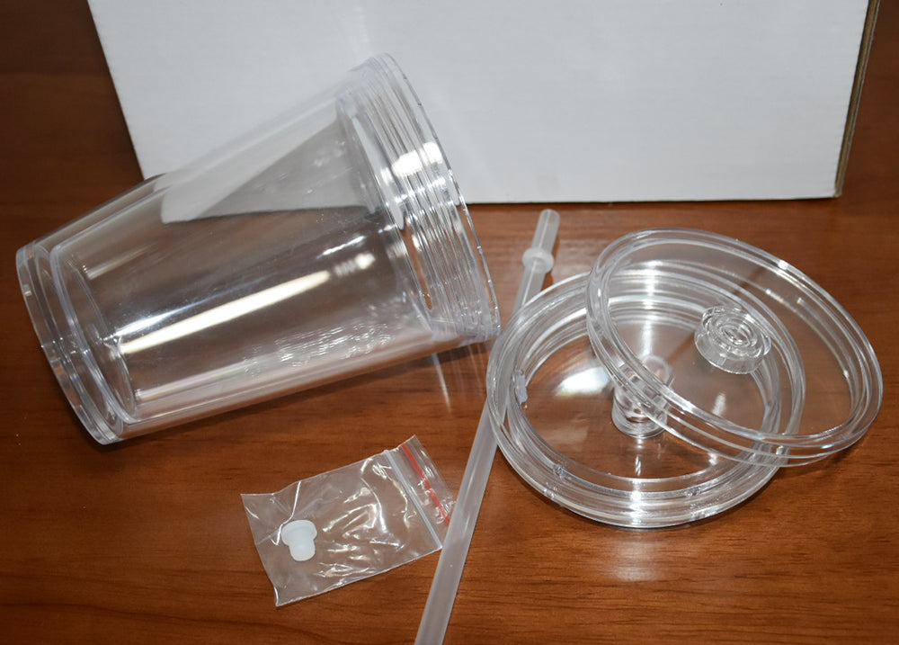 16oz - Dubbelwandige Transparante Acryl Sneeuwbol Beker