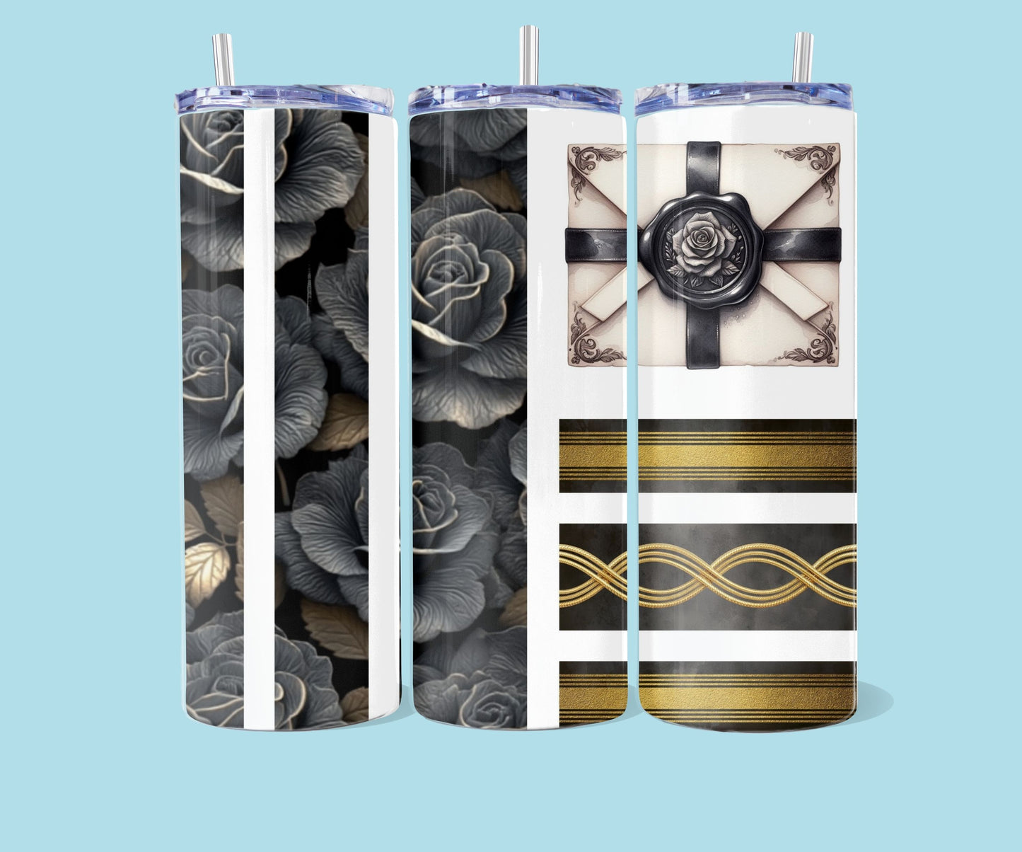 20oz Médias mixtes - enveloppe de roses noires