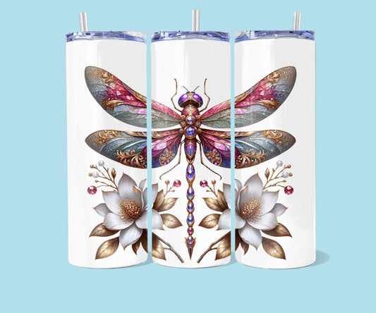 20oz Libel met wit goud bloemen